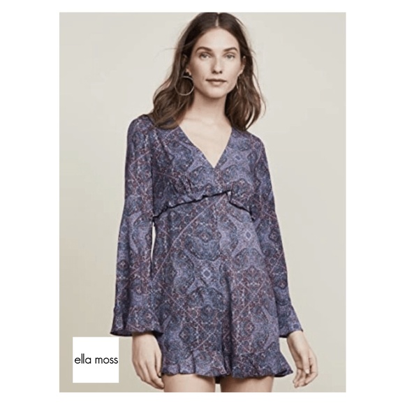 Ella Moss NWT Paisley Blue Romper Jumpsuit Size Medium